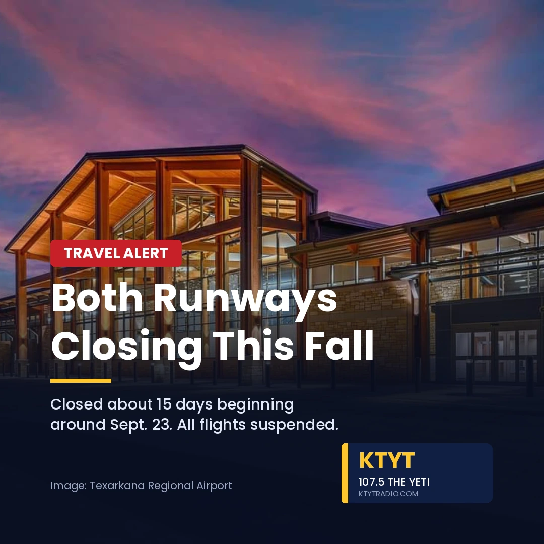 Texarkana Regional Airport to Close Both Runways for Roughly Two Weeks This Fall
