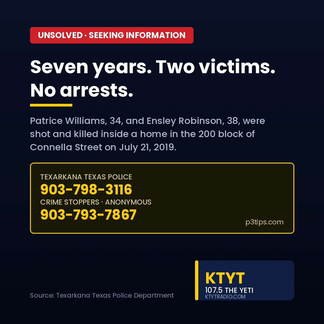 SEVEN YEARS LATER, TEXARKANA POLICE RENEW APPEAL IN CONNELLA STREET DOUBLE HOMICIDE