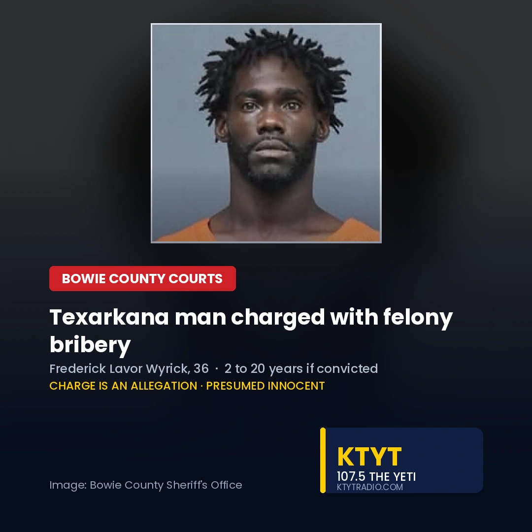 Texarkana man charged with felony bribery after trespassing arrest