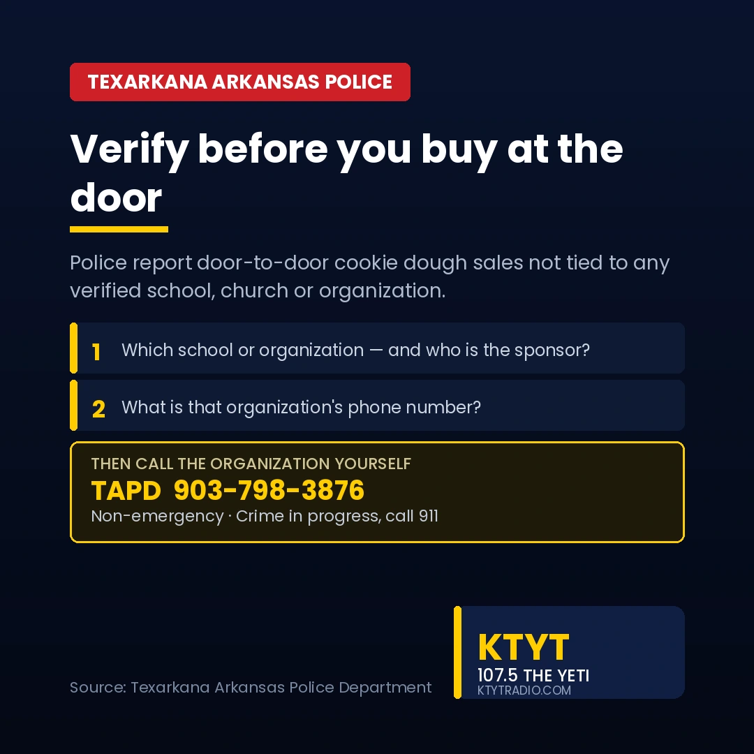 Texarkana Arkansas police: verify before buying from door-to-door sellers