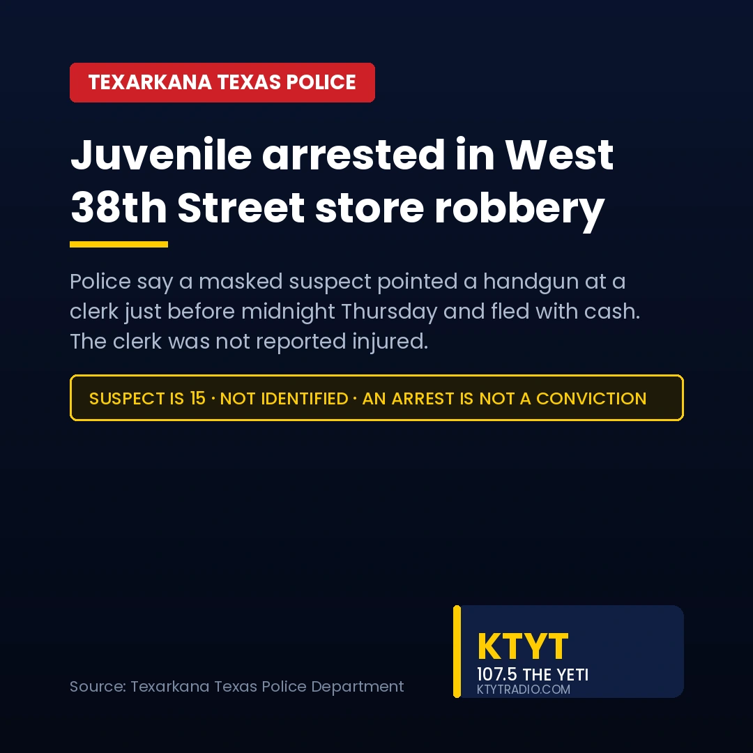 JUVENILE ARRESTED IN ARMED ROBBERY AT WEST 38TH STREET CONVENIENCE STORE